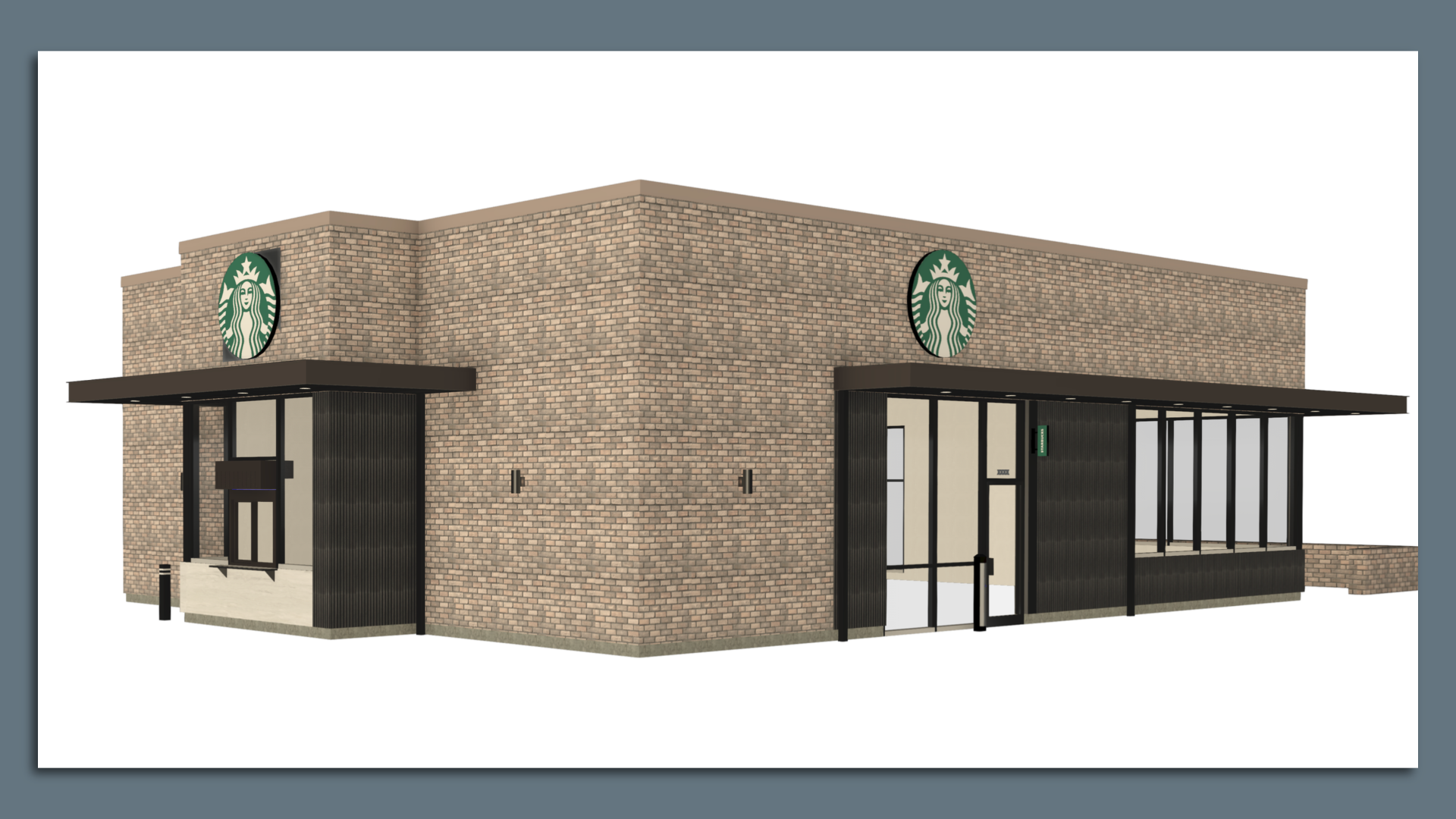 A rendering of a proposed Starbucks with a drive-thru