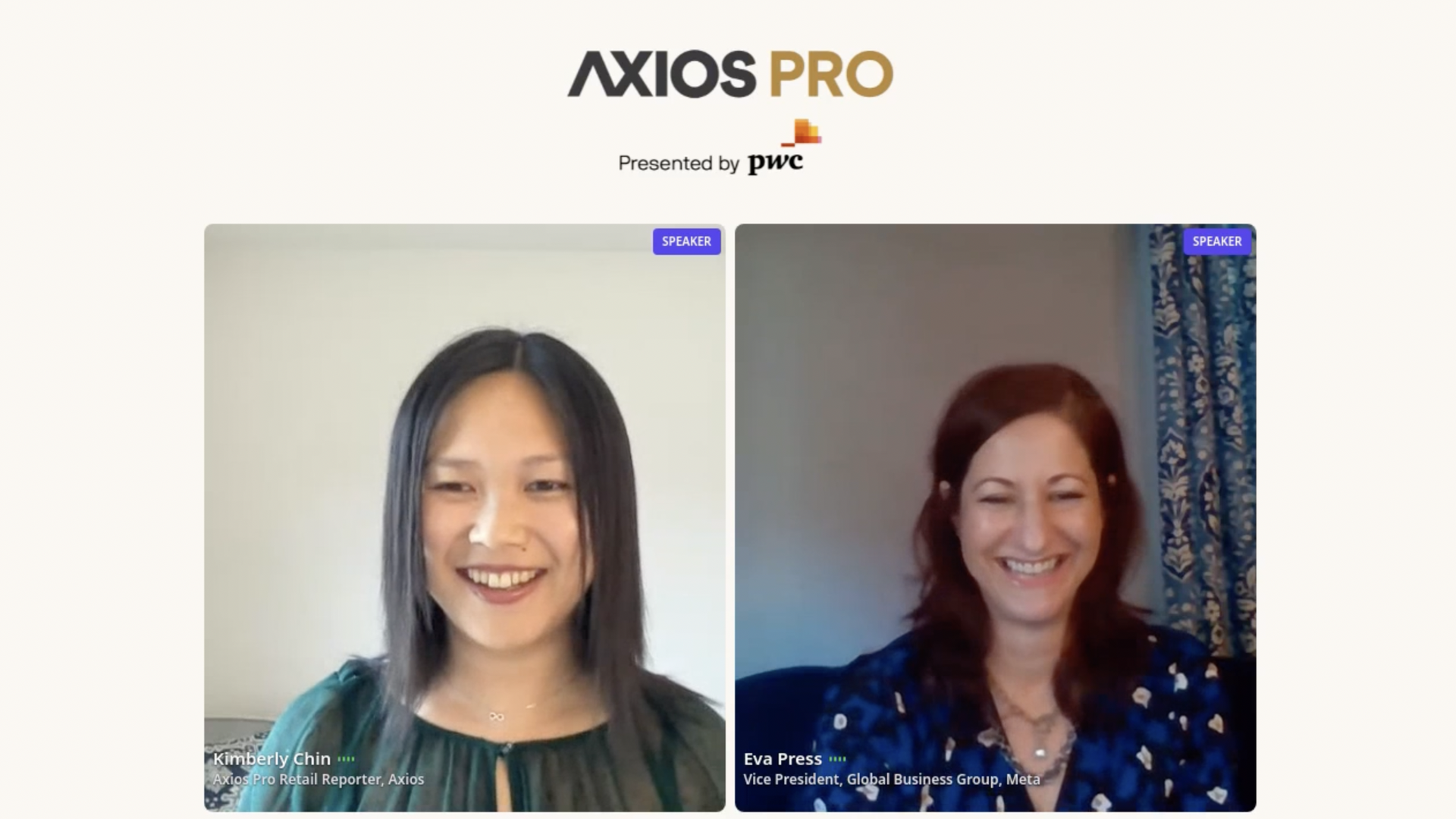 Screenshot of Kimberly Chin and Eva Press on a video call