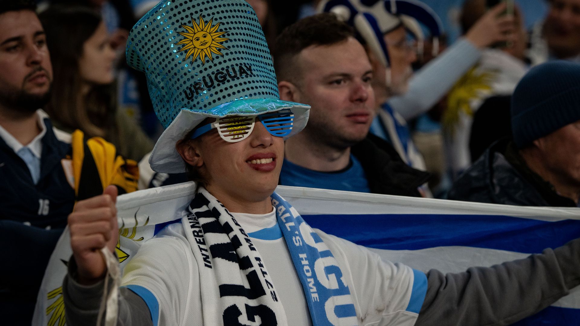 Fans of Uruguay during the international friendly match between England and Uruguay at Wembley Stadium on March 27, 2026 in London, England.