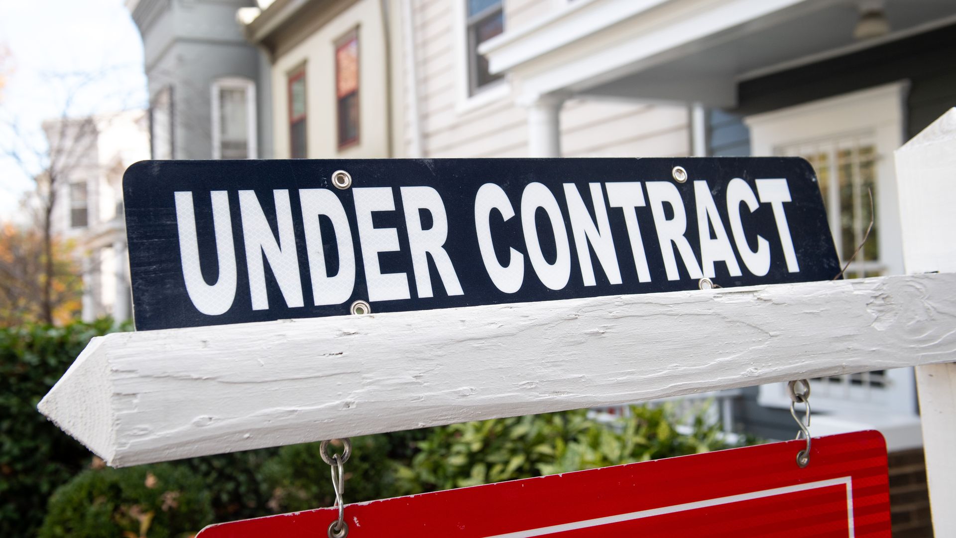 An "under contract" sign outside a house for sale.