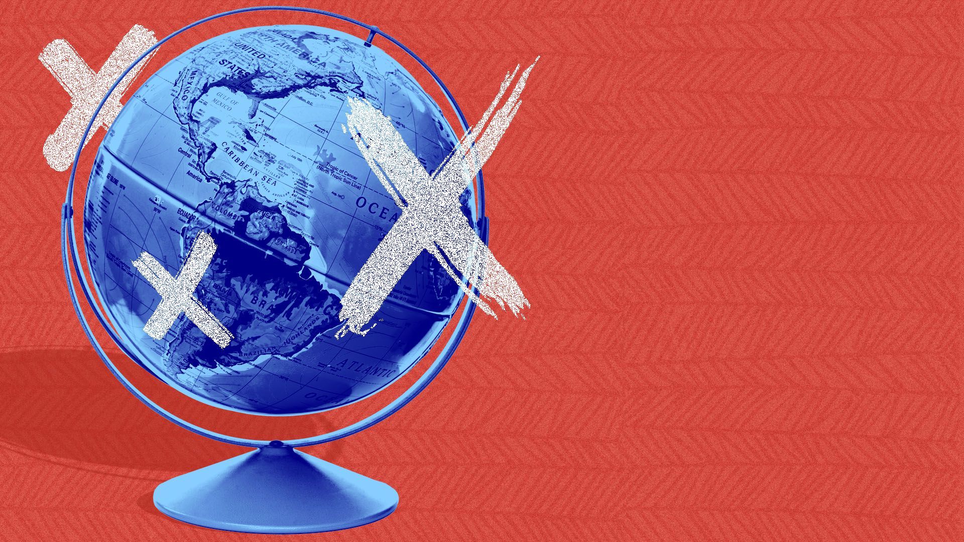 Illustration of a globe with x's over it