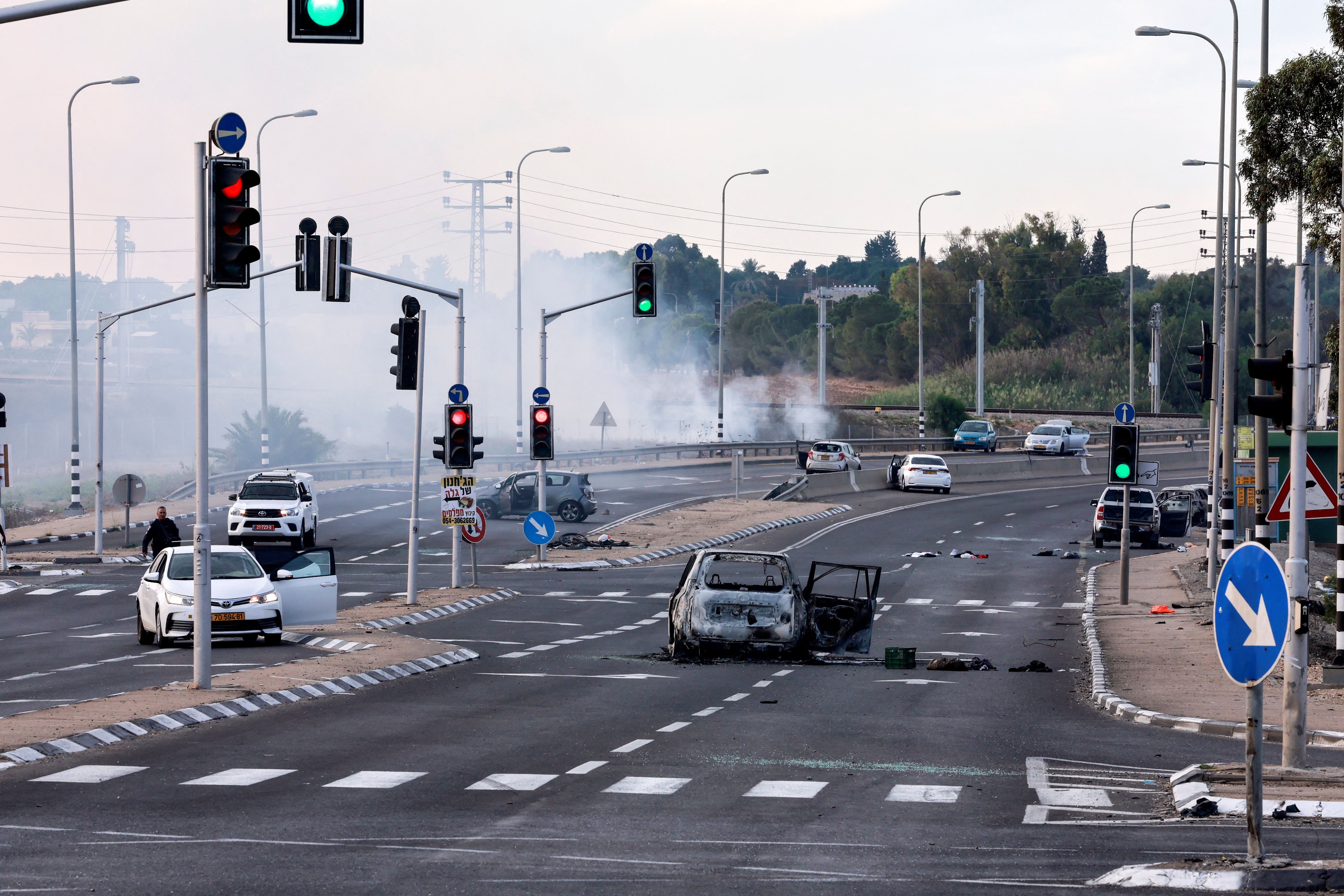 The aftermath of the Oct. 7 attack in the Sderot area of southern Israel.
