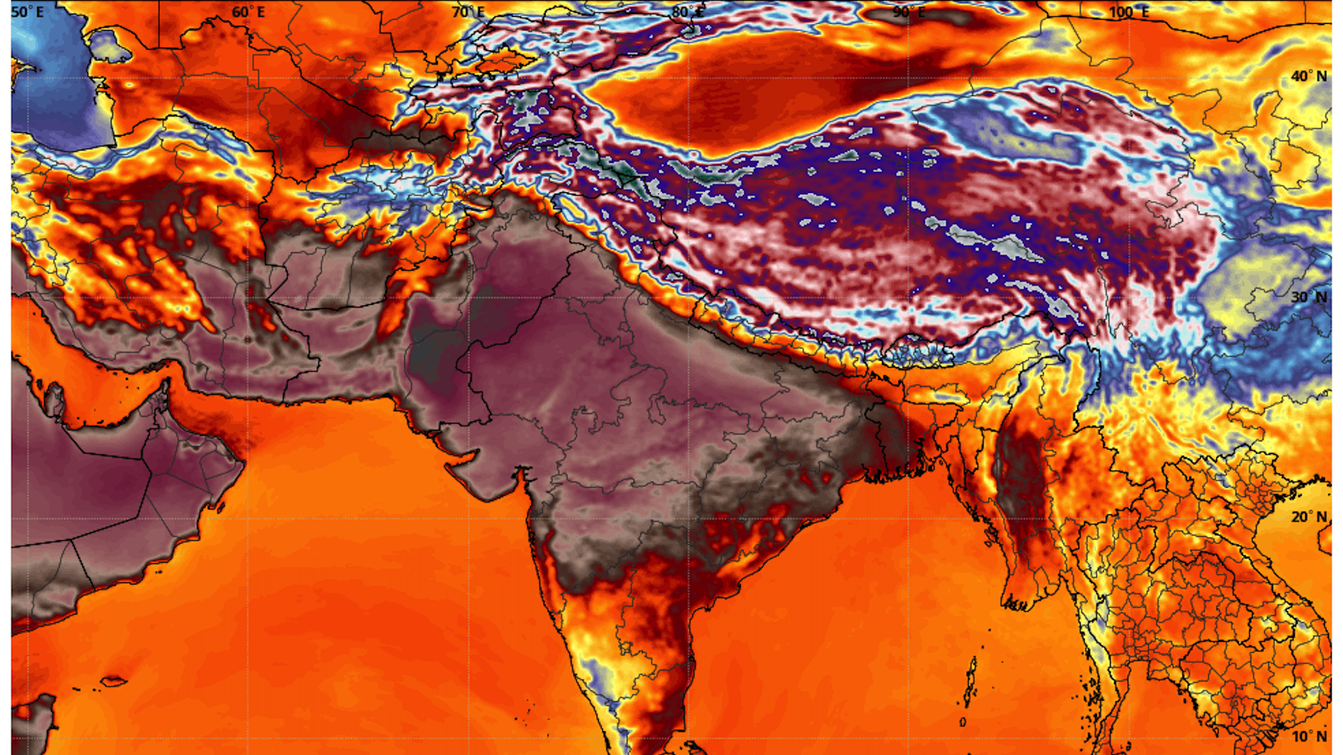 Computer model depiction of high temperatures on May 19, 2022.