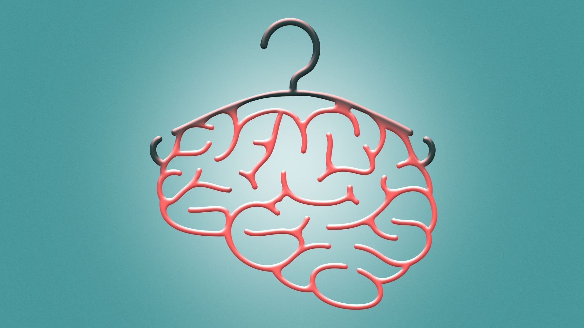 Illustration of a clothes hanger shaped like a brain