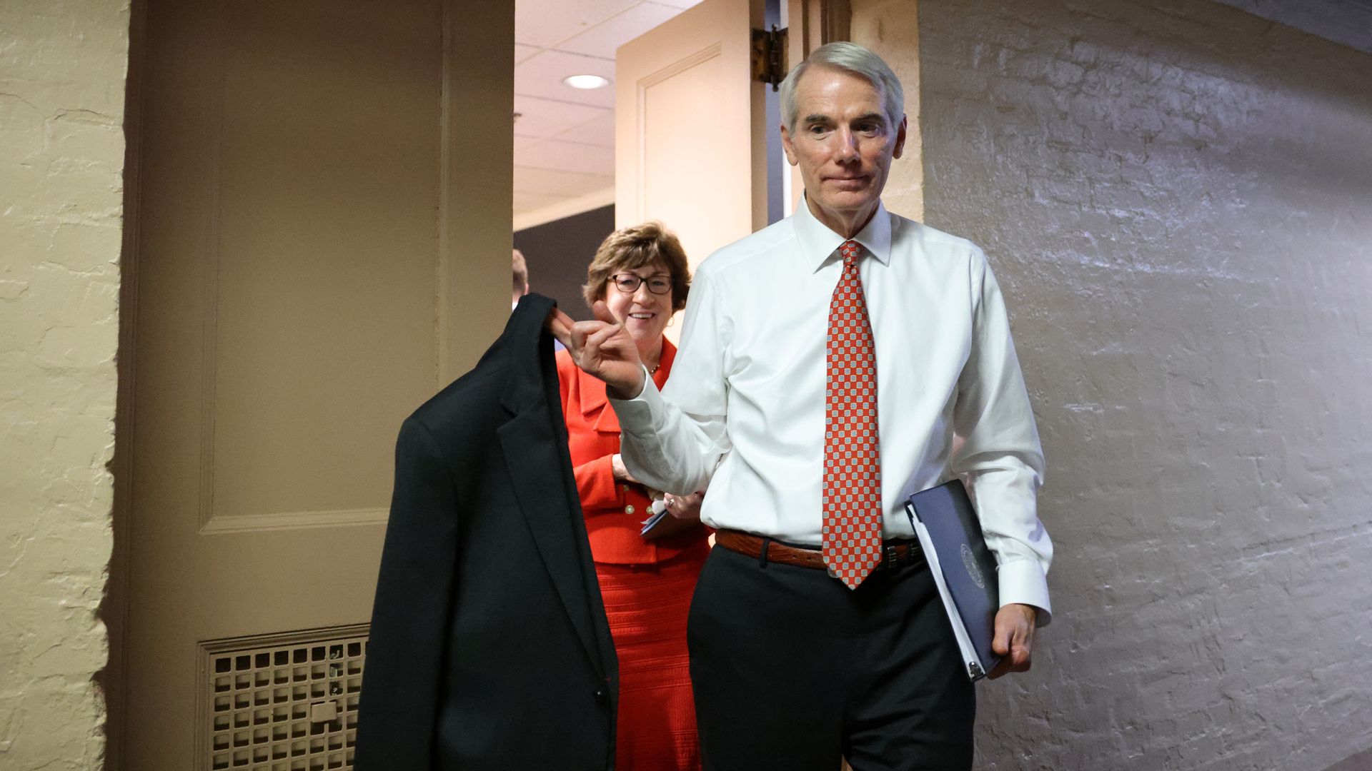 Sen. Rob Portman is seen leaving a meeting in the U.S. Capitol.