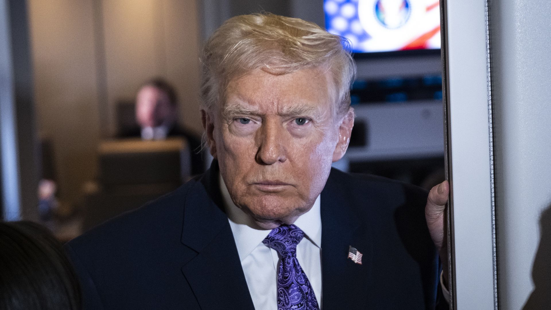 Trump staring into the camera