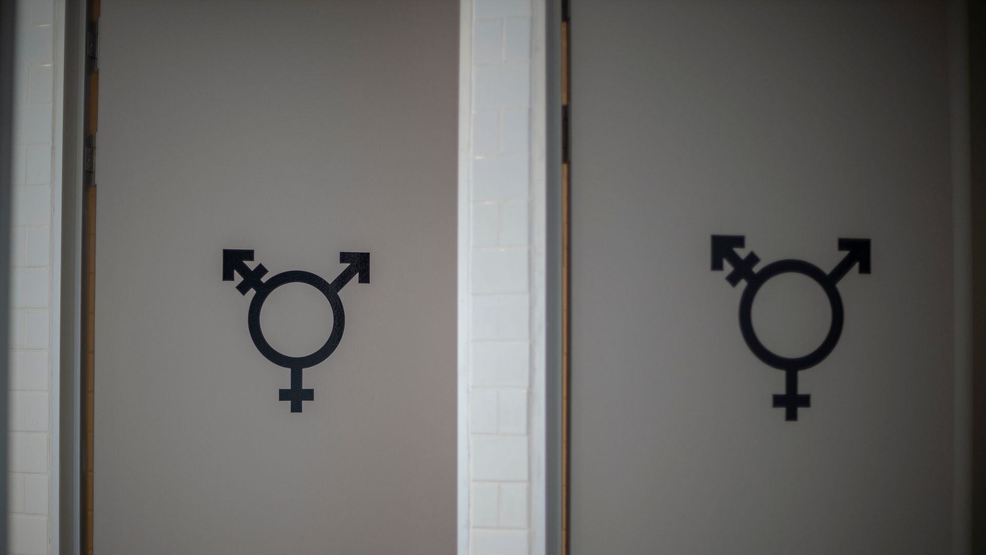 A sign designates a gender neutral restroom