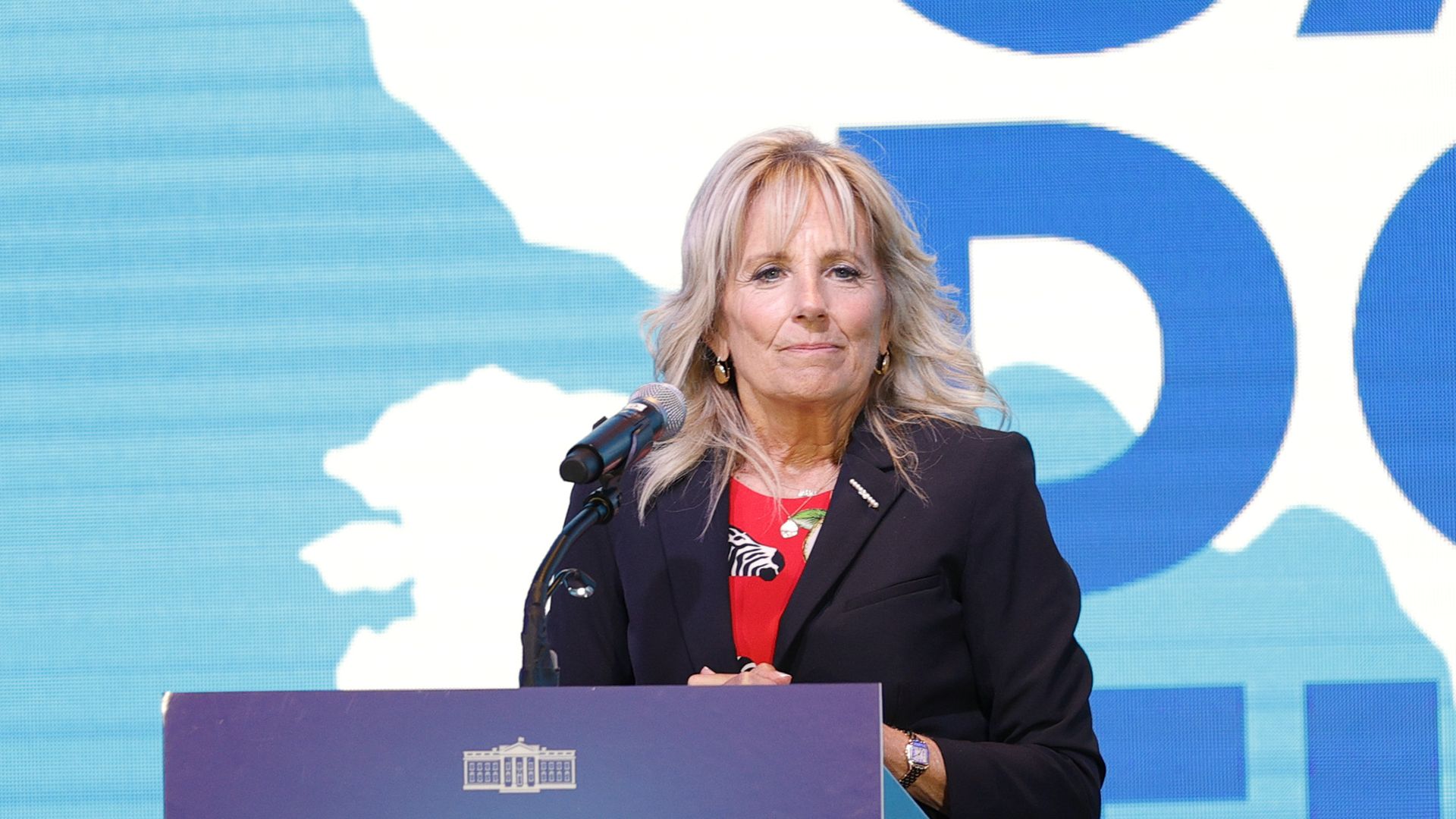 First Lady Jill Biden speaks at a Pop-Up Vaccination site at Ole Smoky Distillery on June 22, 2021 in Nashville, Tennessee. 