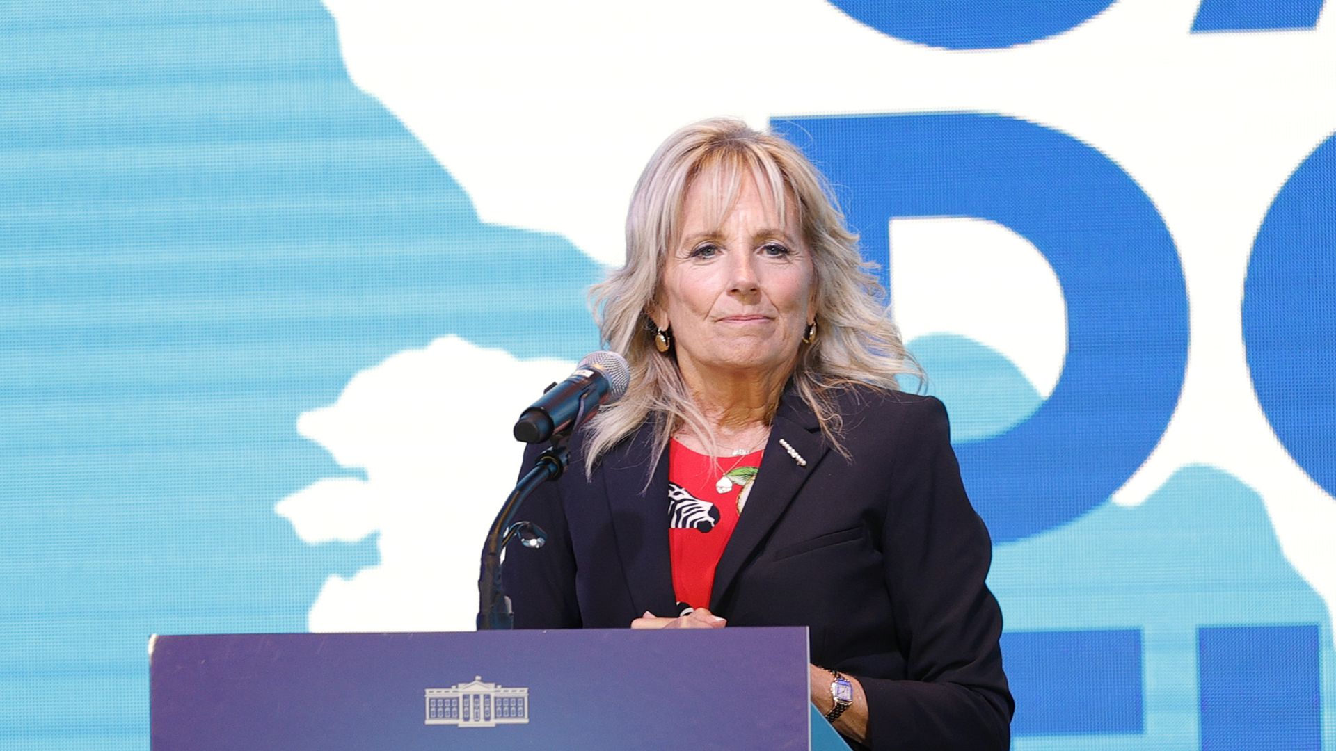 First Lady Jill Biden speaks at a Pop-Up Vaccination site at Ole Smoky Distillery on June 22, 2021 in Nashville, Tennessee.