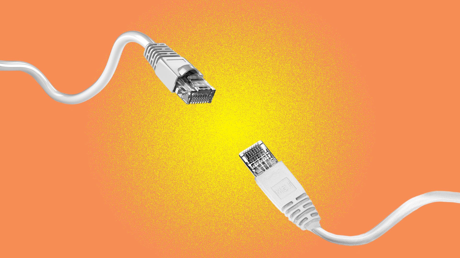 Illustration of two Ethernet cables poised for a fight.