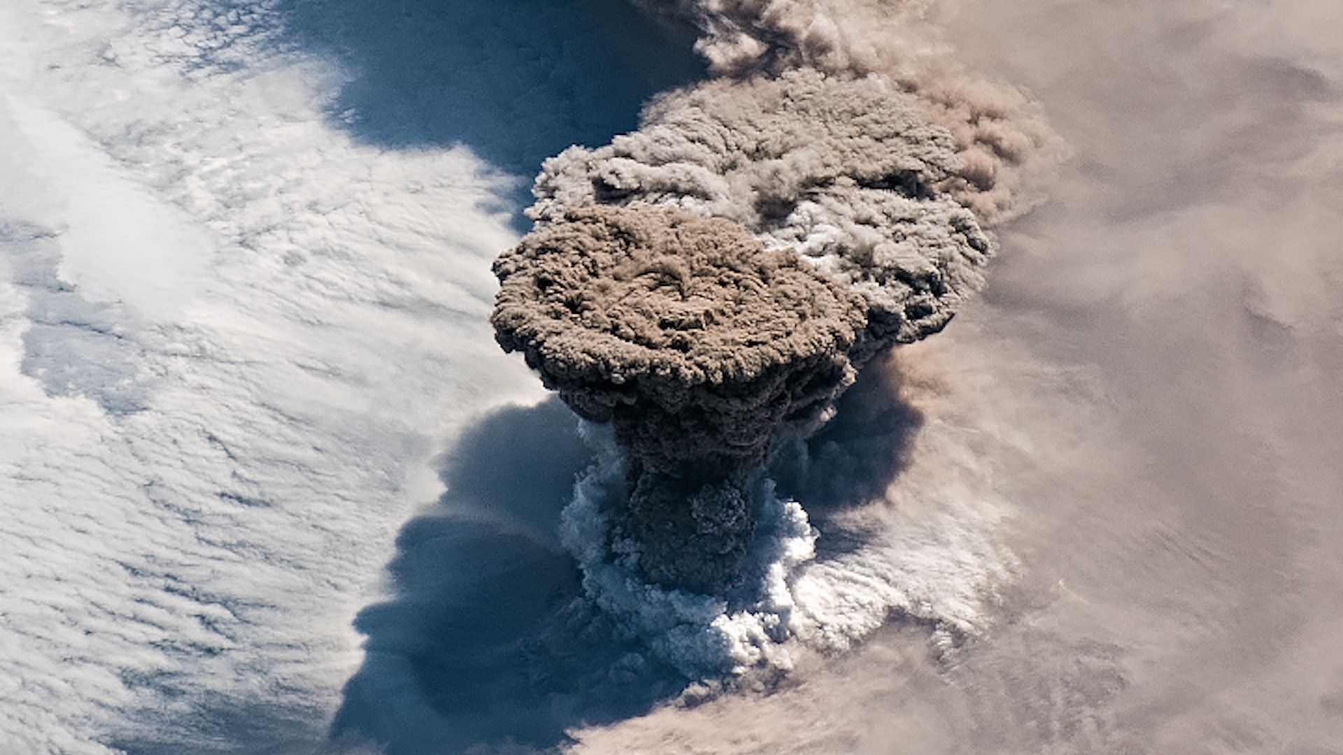 Eruption of Mt. Raikoke as seen from the International Space Station.