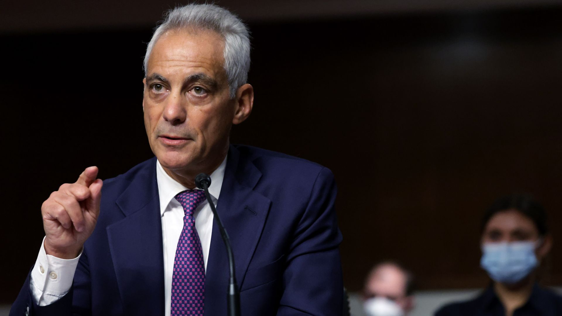 Former Chicago Mayor Rahm Emanuel during a Senate confirmation hearing in October 2021.