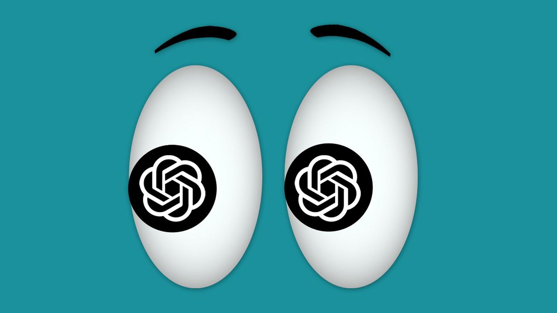 Illustration of eye emojis with the OpenAI logo in the pupil