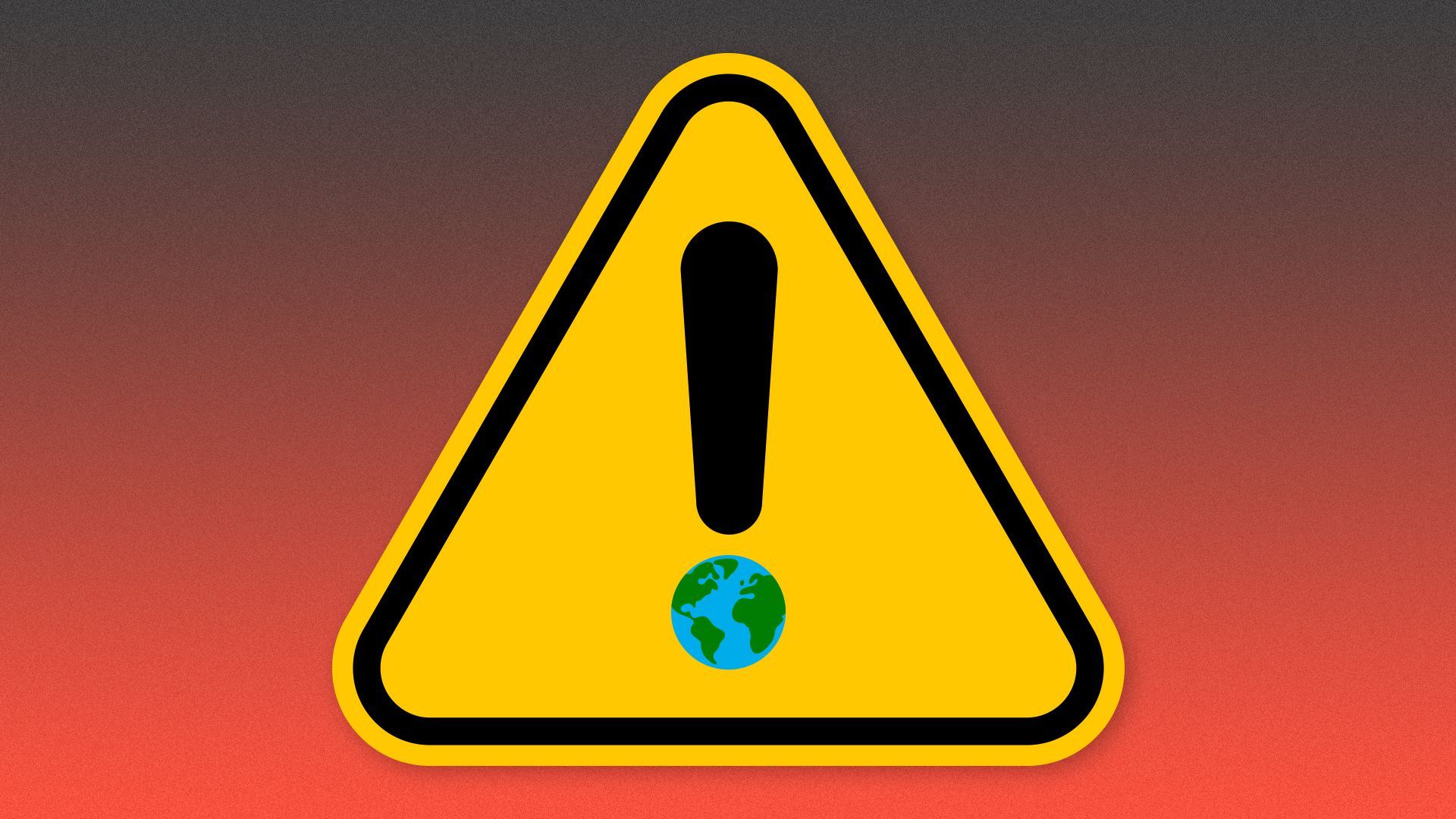 Illustration of a caution sign with an earth completing the exclamation point.