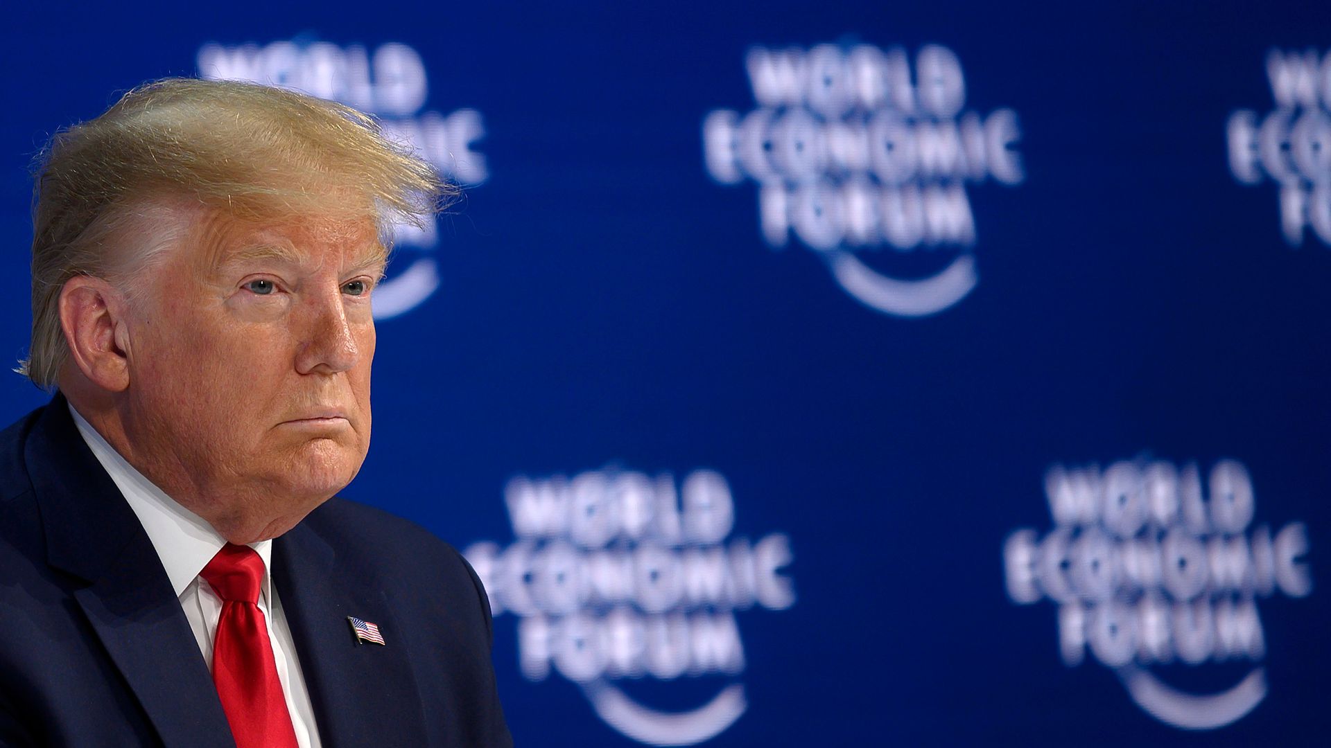 President Donald Trump addresses the World Economic Forum in Davos, on January 21