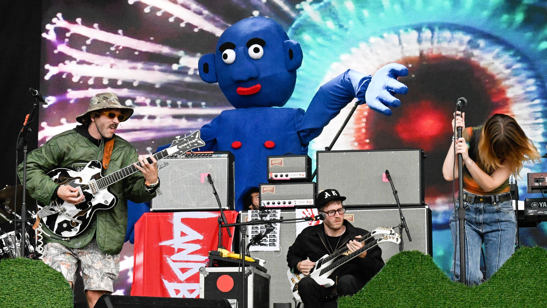 A rock band performs