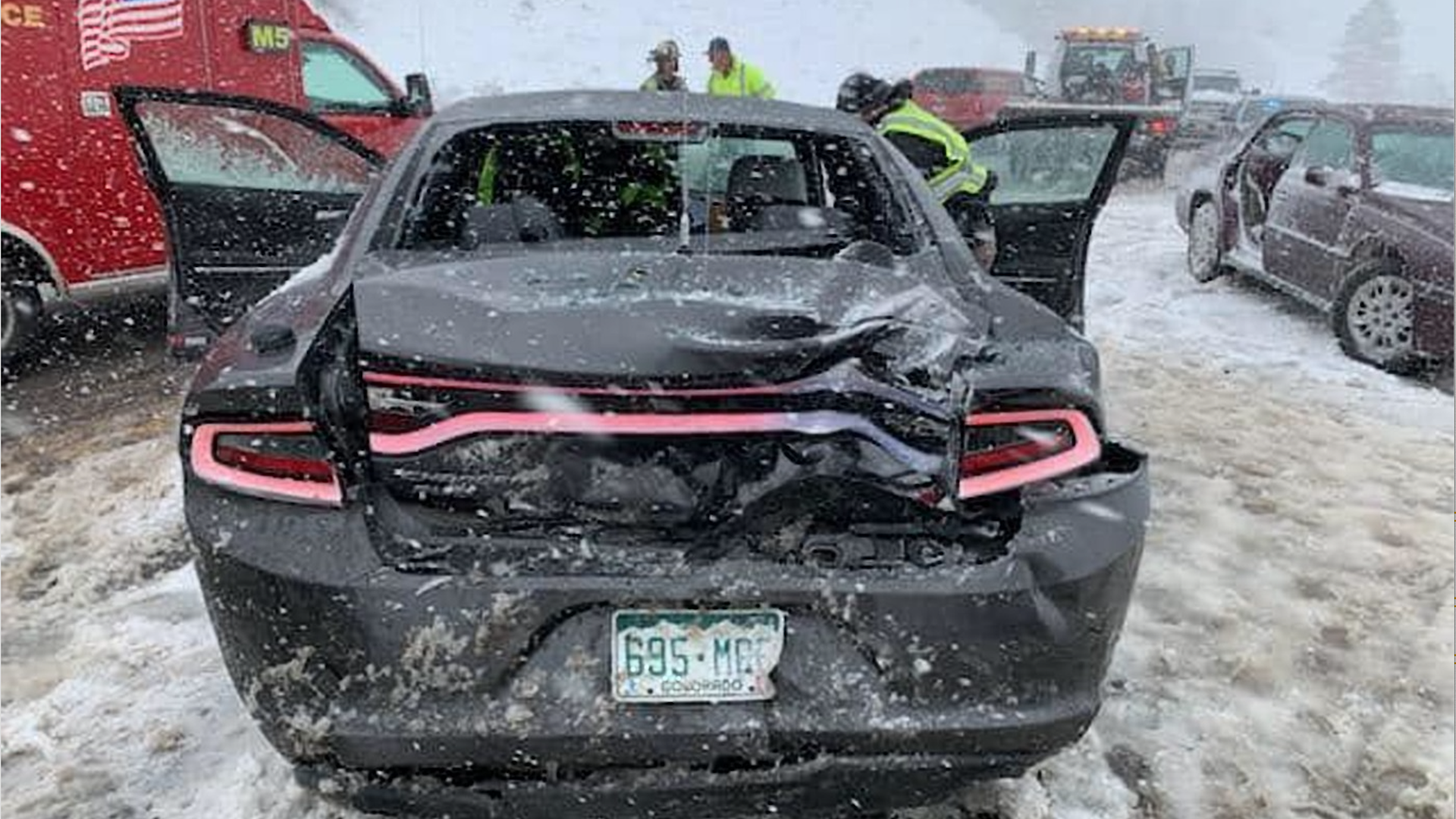 Colorado State Patrol attended crashes in snowy conditions Wednesday.