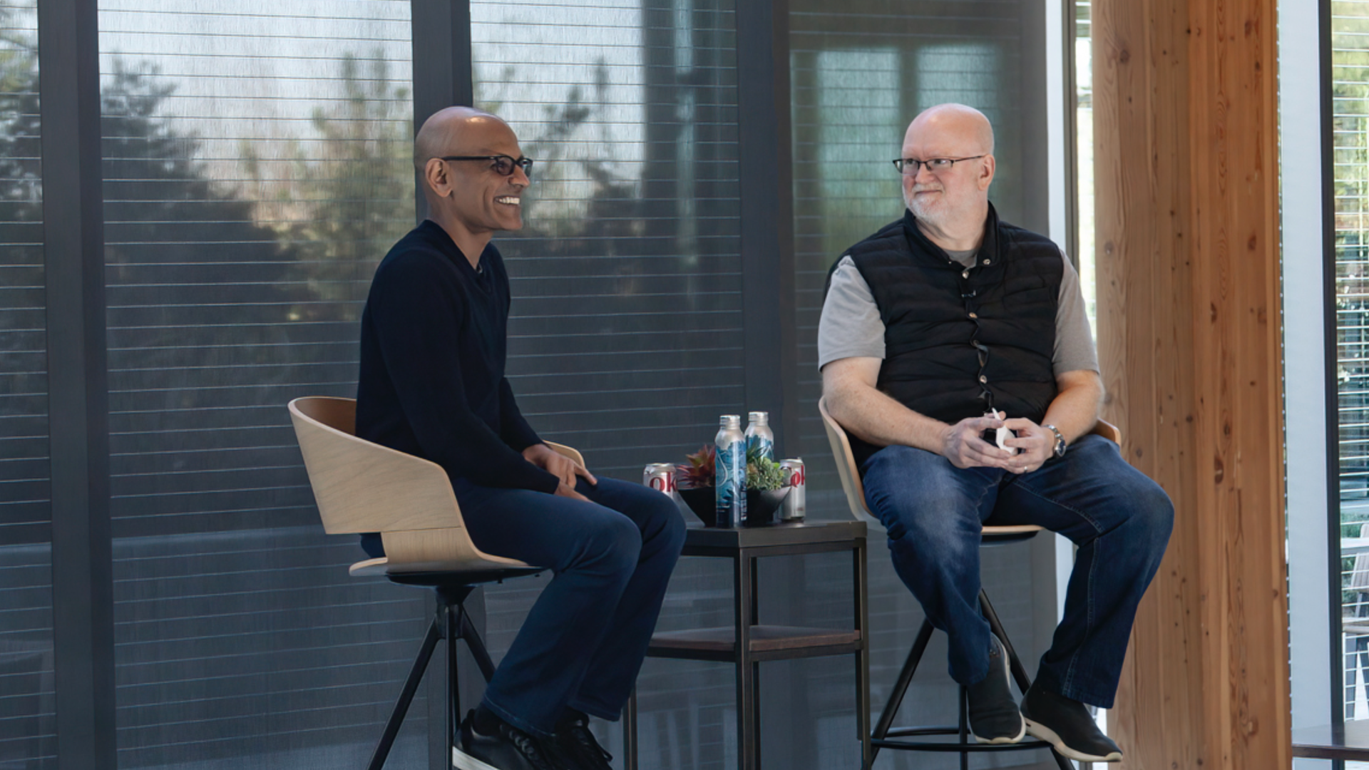 Microsoft executive VP Jay Parikh (left) with CTO Kevin Scott.