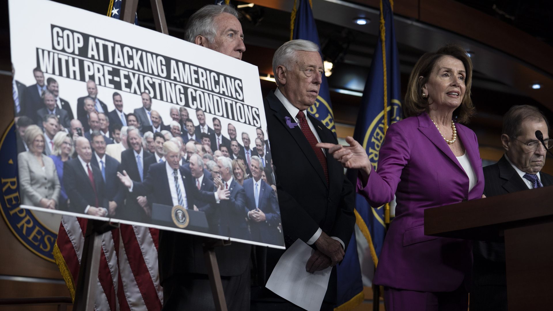 Pelosi in the House attacking Trump on health care
