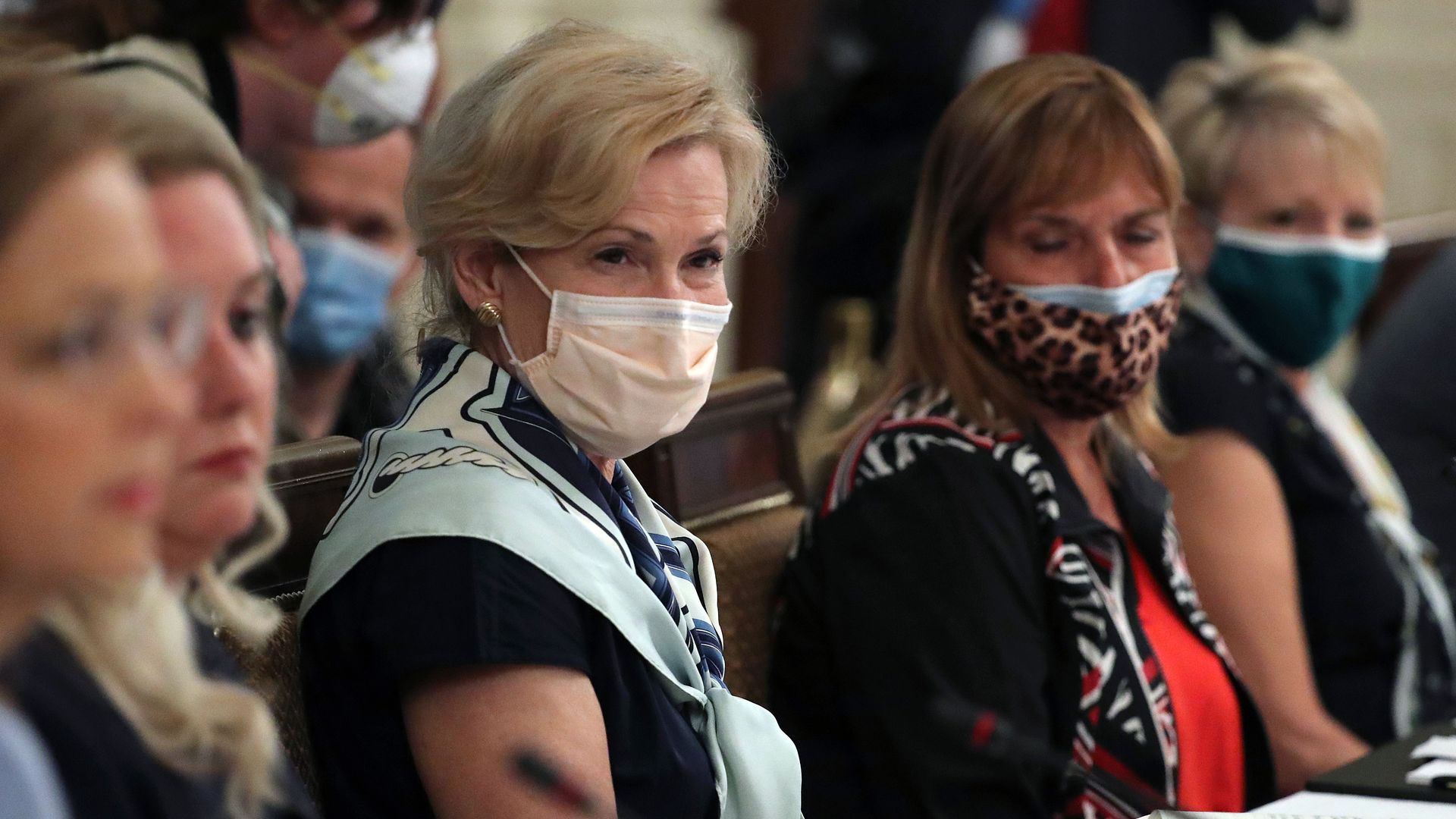 Deborah Birx wears a face mask 