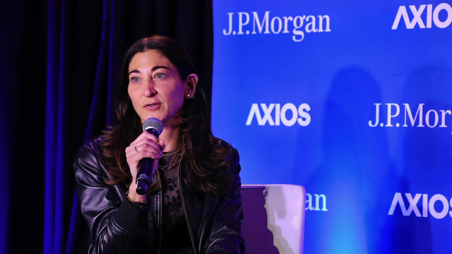 Mastercard co-president of global partnerships Sherri Haymond speaks at an Axios Live event in Las Vegas