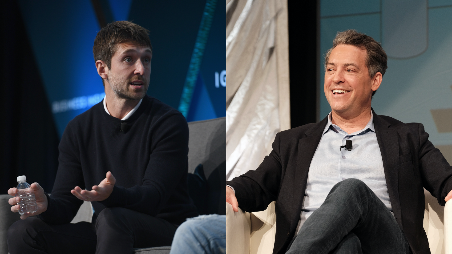 Combination images of Vox Media CEO Jim Bankoff (L) and Group 9 Media CEO Ben Lerer  