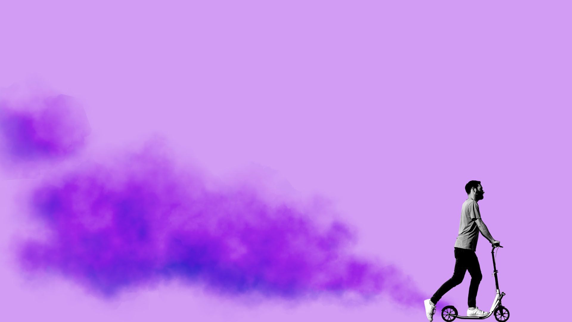 A person riding a scooter.