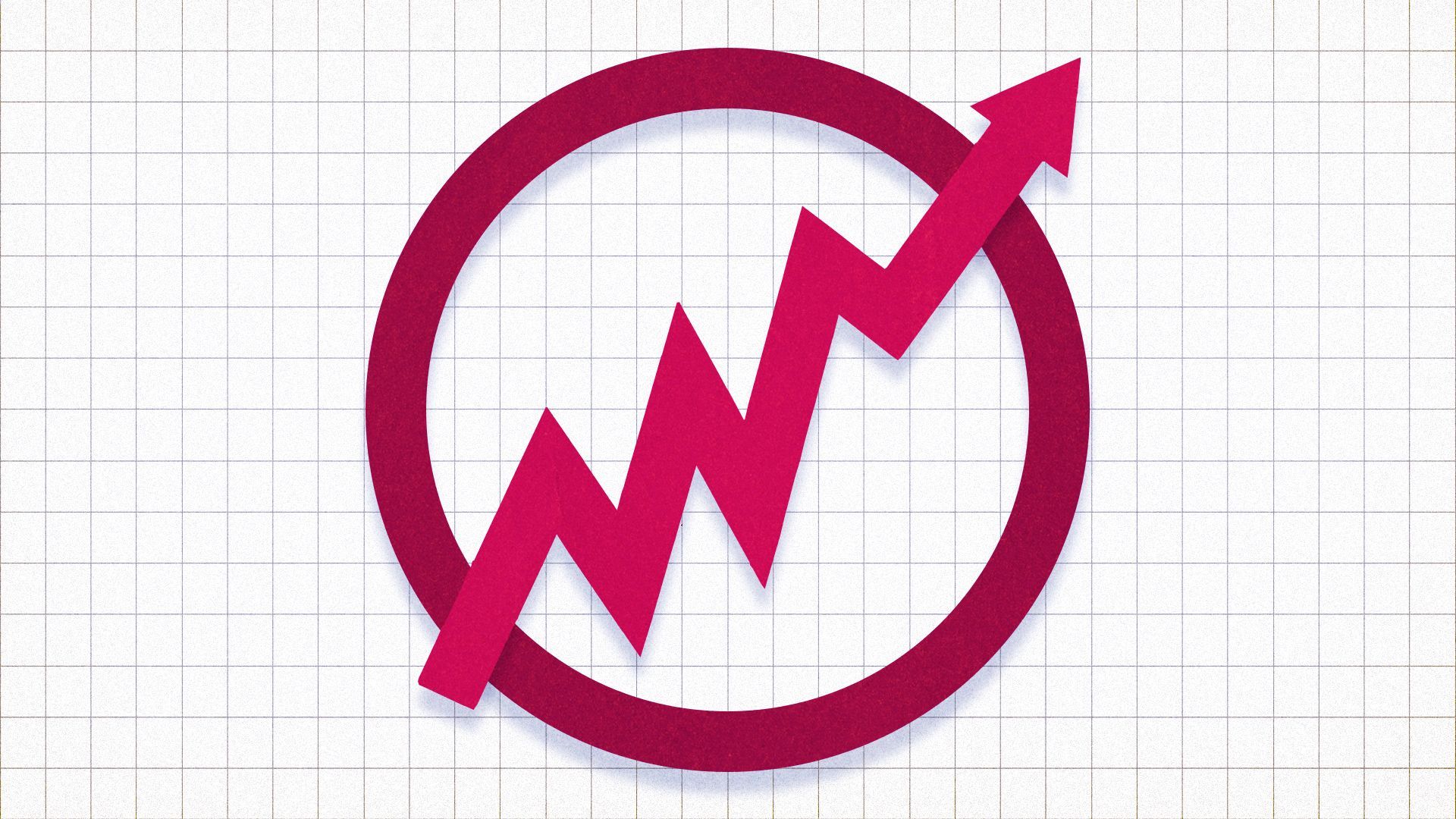 Illustration of a stock trendline in the shape of a "no" symbol.