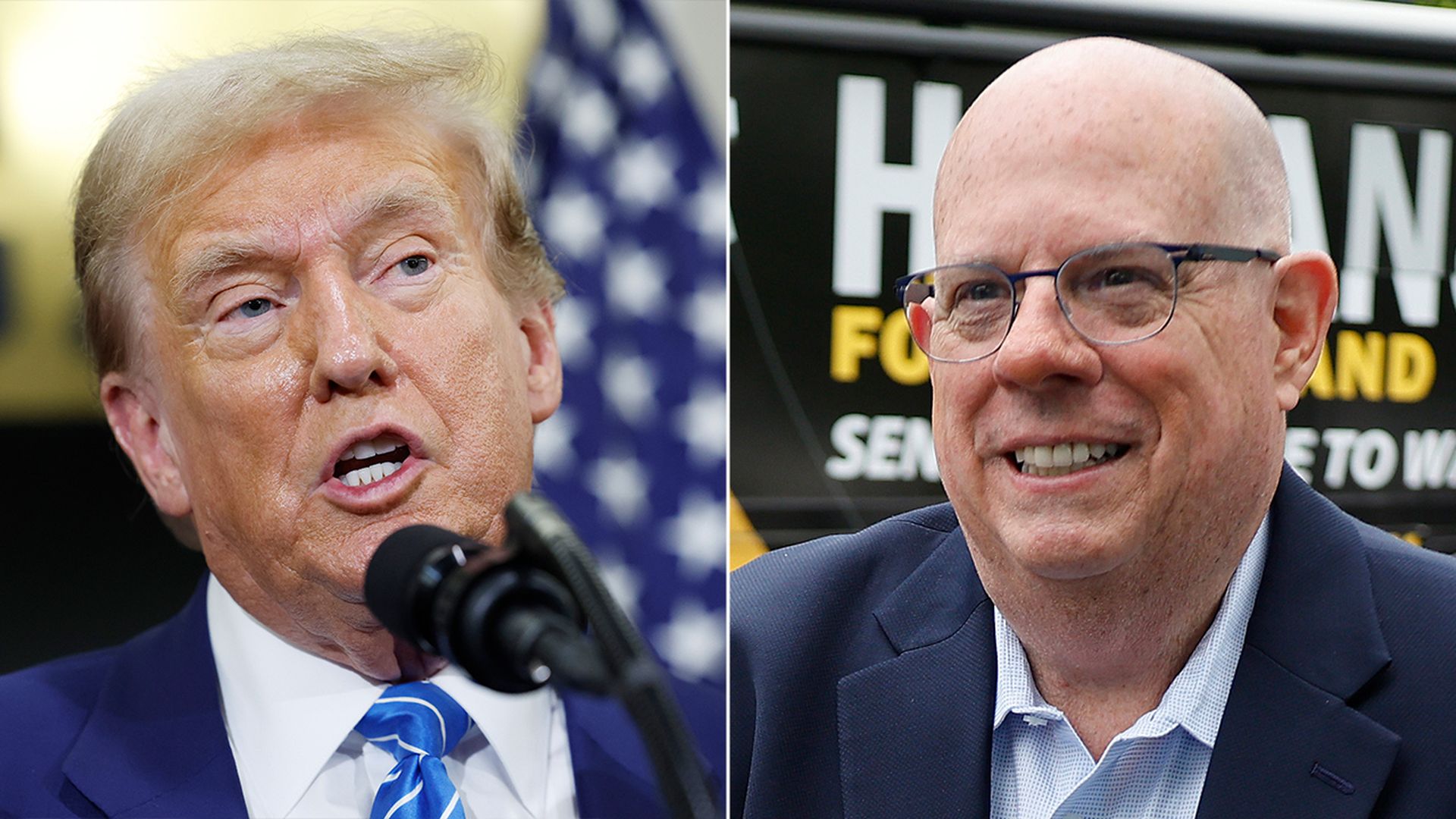 Former President Trump and former Maryland Gov. Larry Hogan