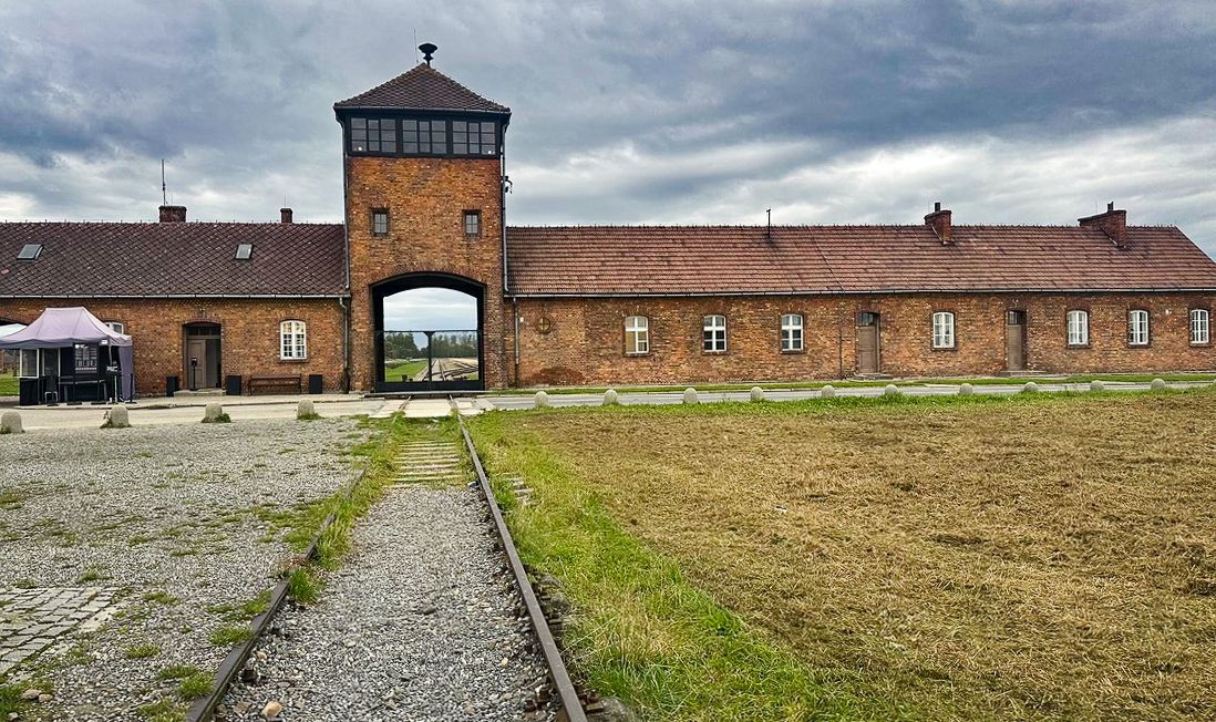 The entrance of the Auschwitz-Birkenau Memorial & Museum on Oct. 9, 2024.