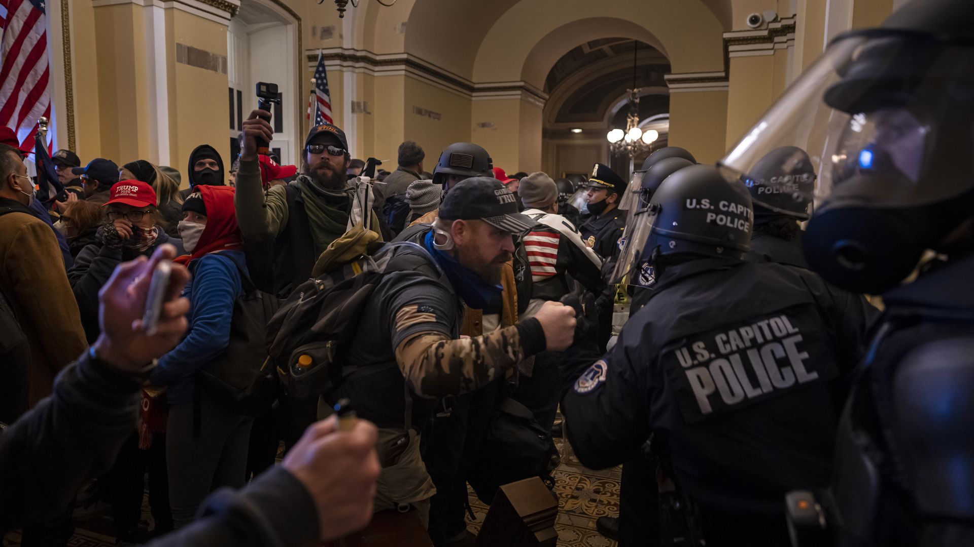 Supporters of US President Donald Trump protest inside the US Capitol on January 6, 2021, in Washington, DC. 