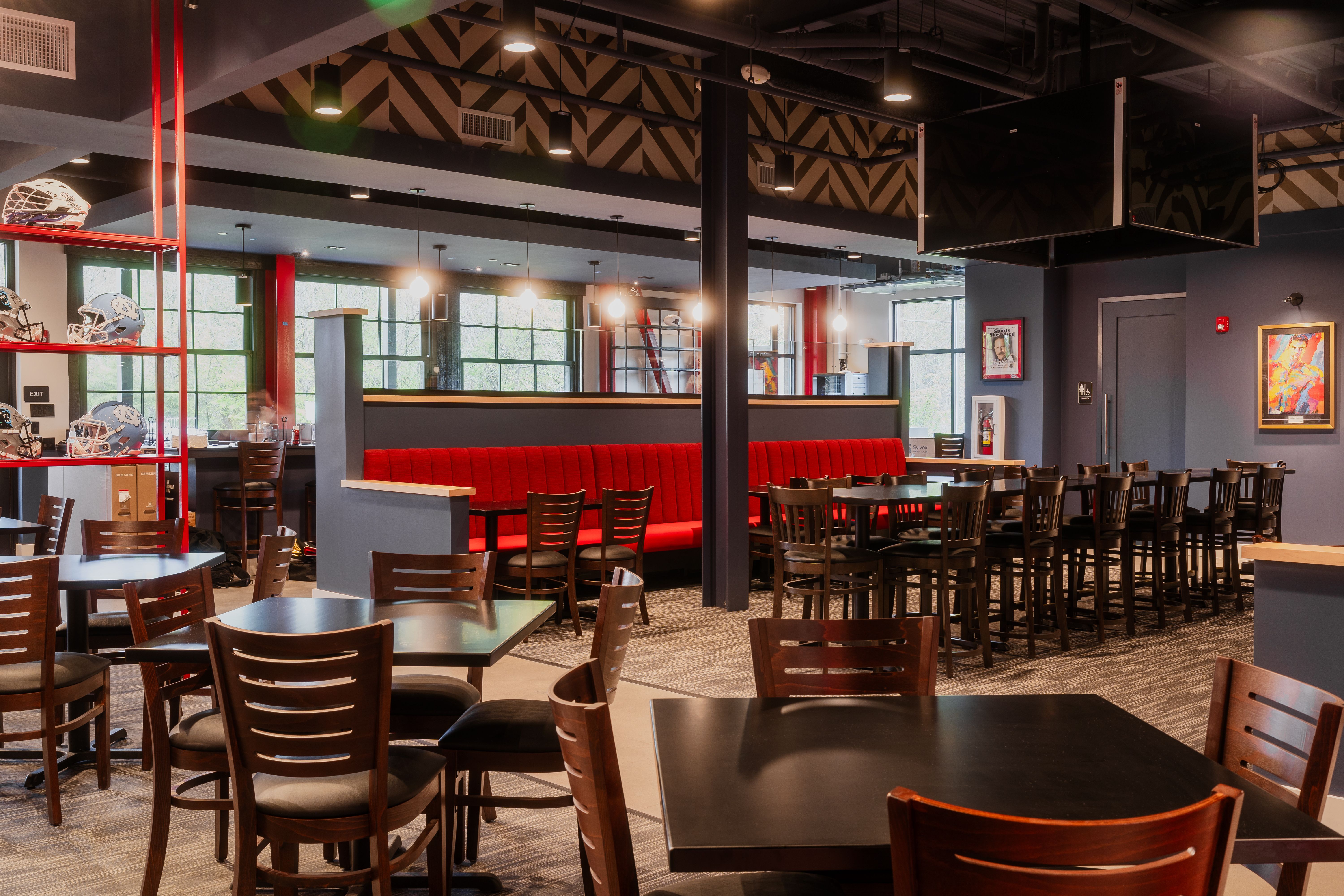 booth seating inside a restaurant