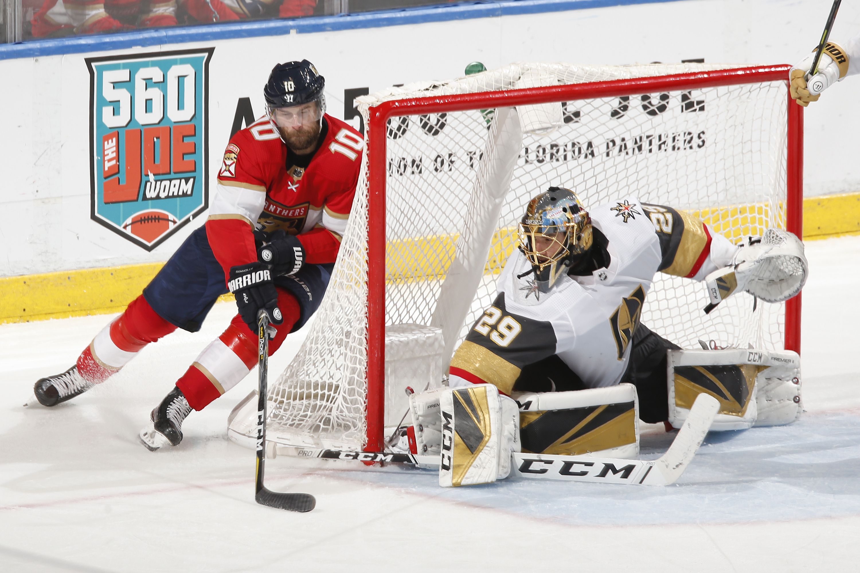 Marc-Andre Fleury saving a shot