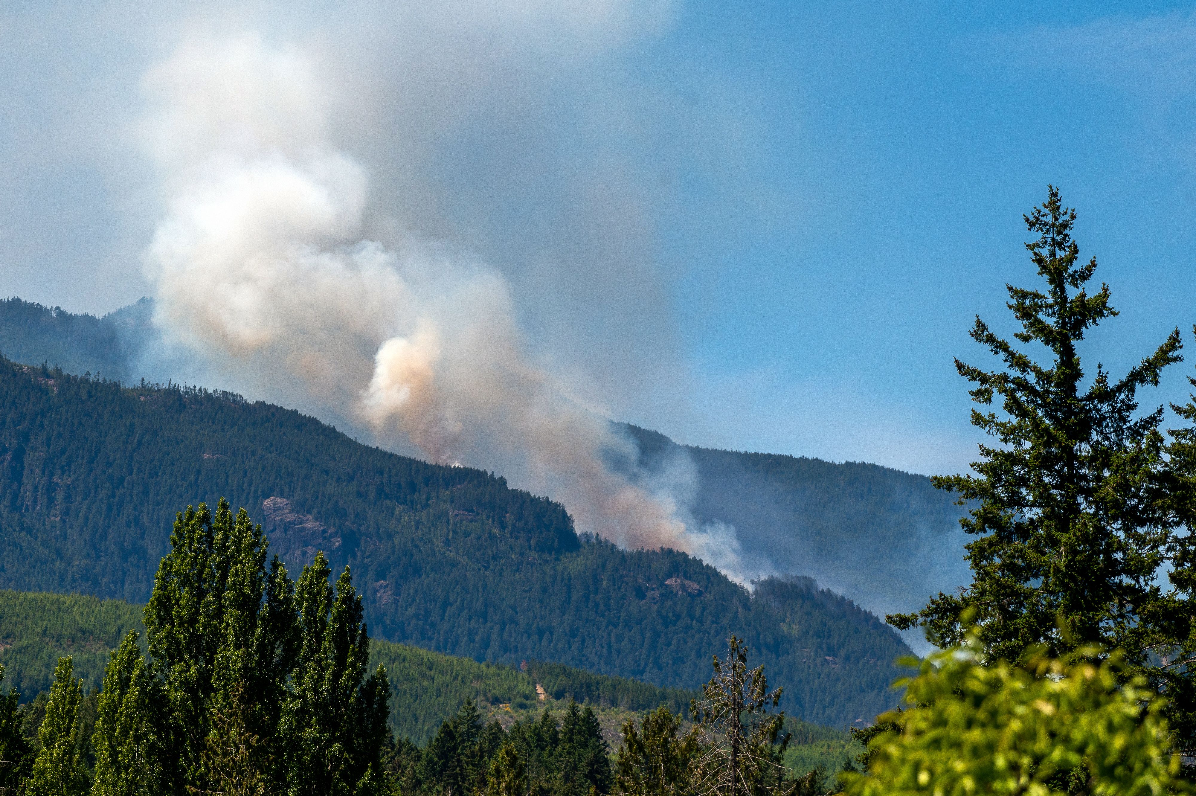 Smoke from the Cameron Bluffs wildfire near Port Alberni, British Columbia, on June 5.