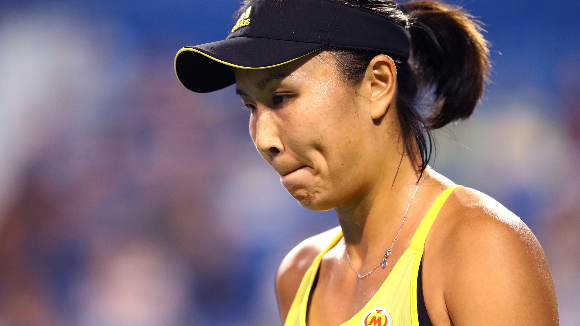 Peng Shuai of China looks on during her match against during the Connecticut Open in 2017.