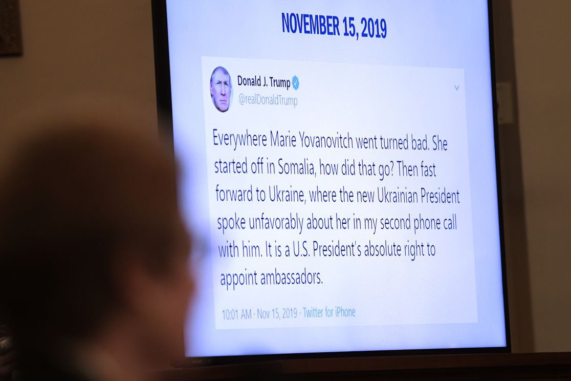 President Trump's tweet about Former Ukraine ambassador Marie Yovanovitch