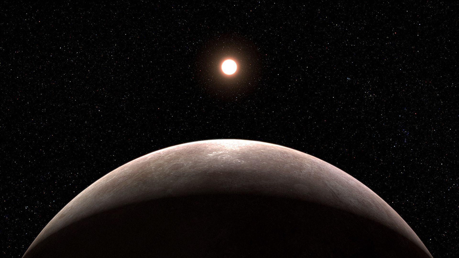 Artist's illustration of a planet rising with a star in the background