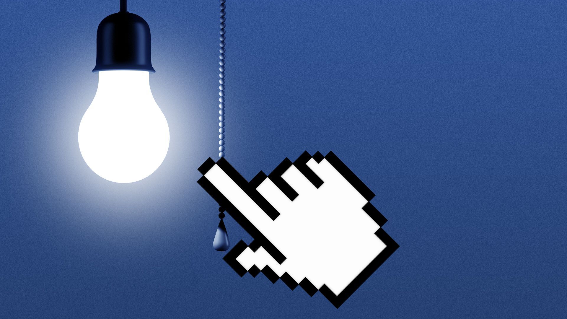Illustration of a lightbulb being turned on by a cursor