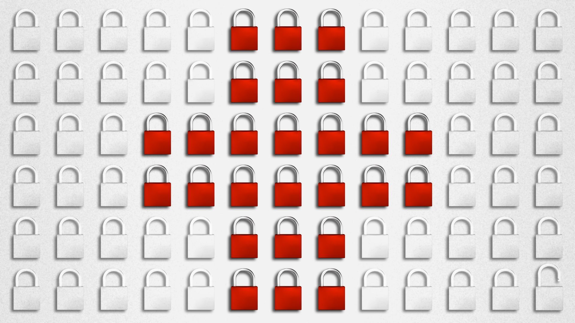 Medical red cross made up of padlocks.