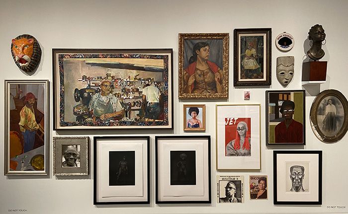 The Wall of Eyes in "The Vault" at the Mint Museum Uptown.