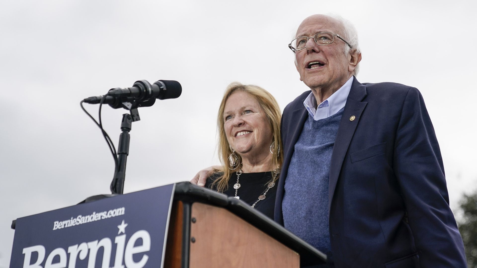 Bernie Sanders and his wife Jane at a rally in Austin on Sunday.