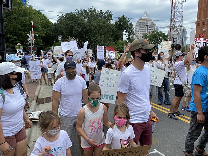 protestors march Sunday afternoon