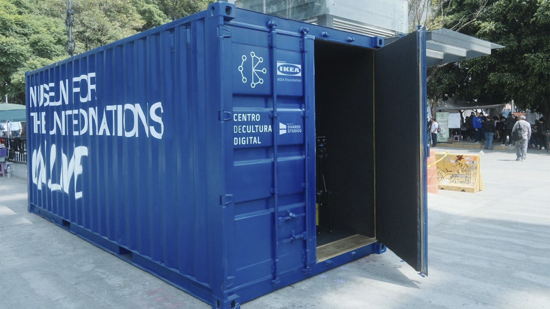 A repurposed shipping container in Centro de Cultura Digital in Mexico City allows participants to connect to the global climate summit in Egypt.