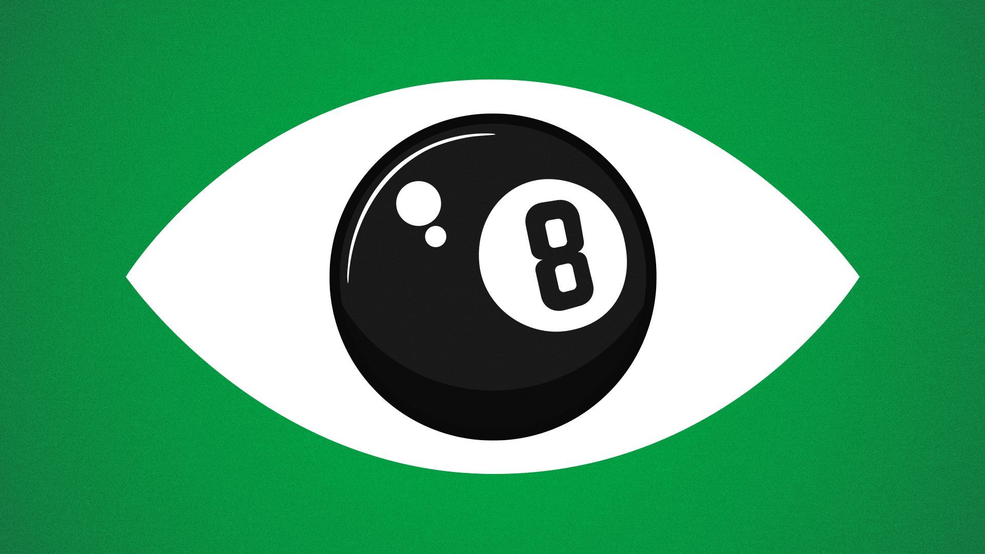 Illustration of an eye with an eight-ball as a pupil.