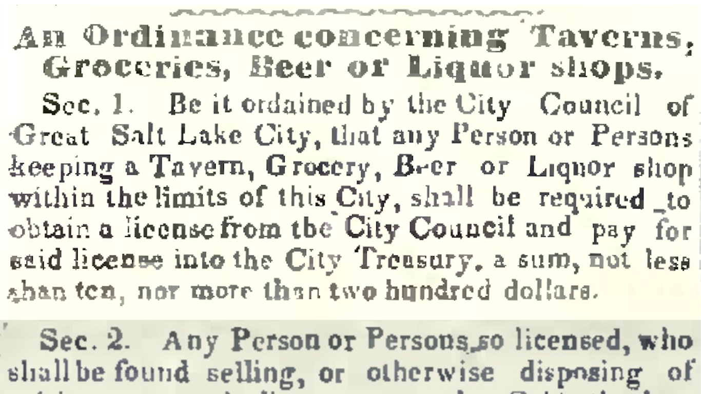 Salt Lake City's first liquor license