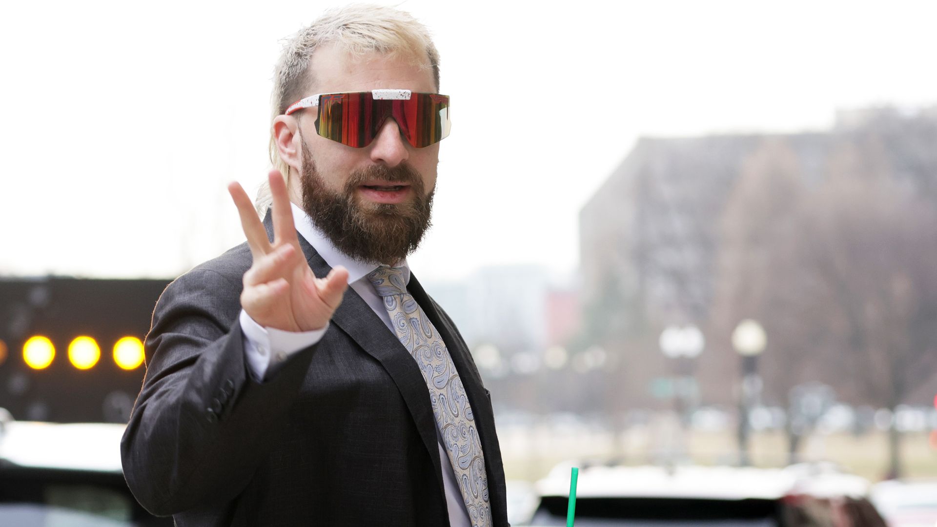 Far-right media personality Anthime Gionet, also known as Baked Alaska, arrives for his sentencing 