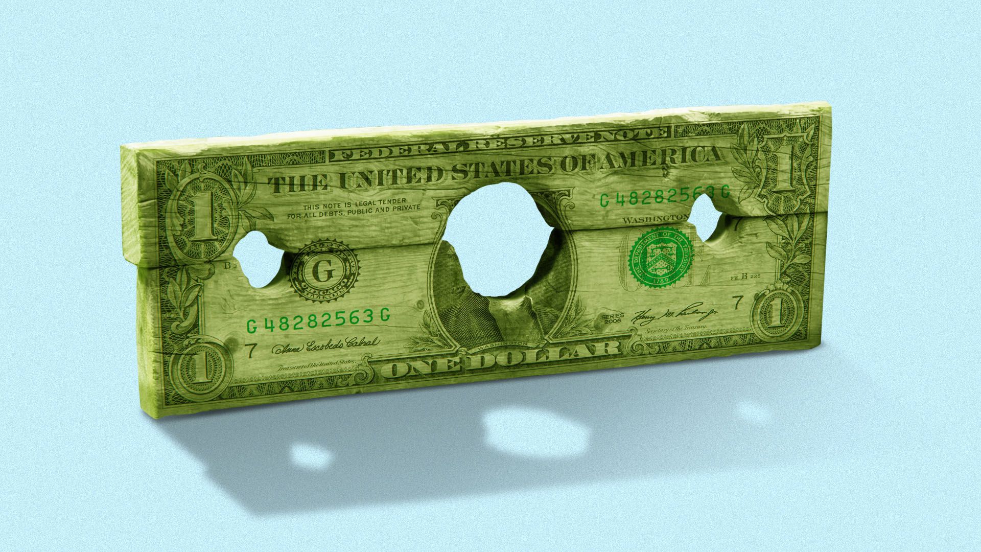 Illustration of dollar bill as a medieval stockade