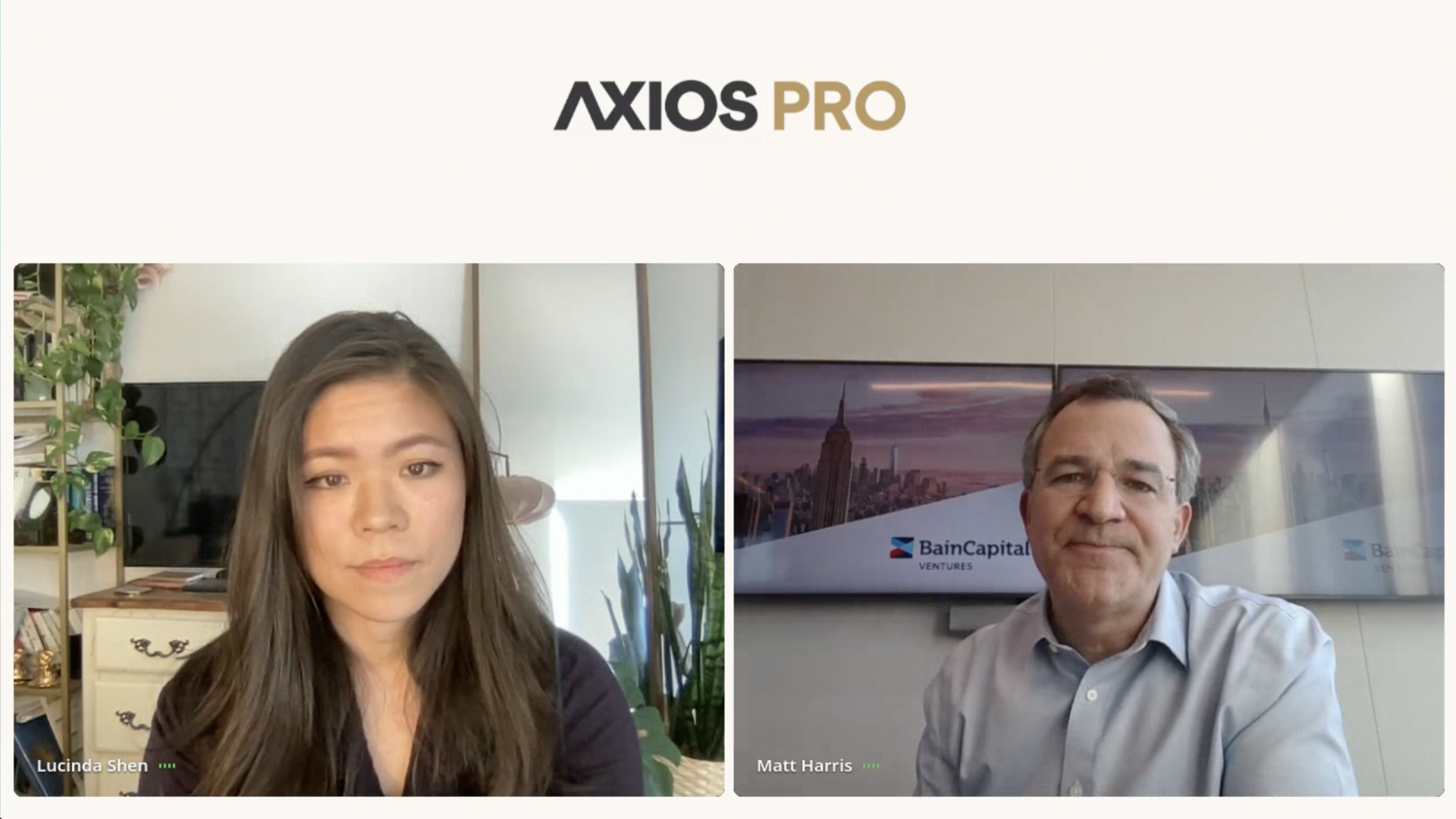 Matt Harris, partner at Bain Capital Ventures, speaking about crypto with Axios Fintech Reporter Lucinda Shen.