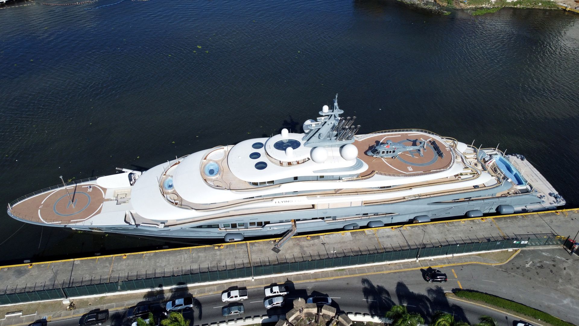 Russian yacht Flying Fox at the Don Diego port, in Santo Domingo, the Dominican Republic on April 1, 2022.
