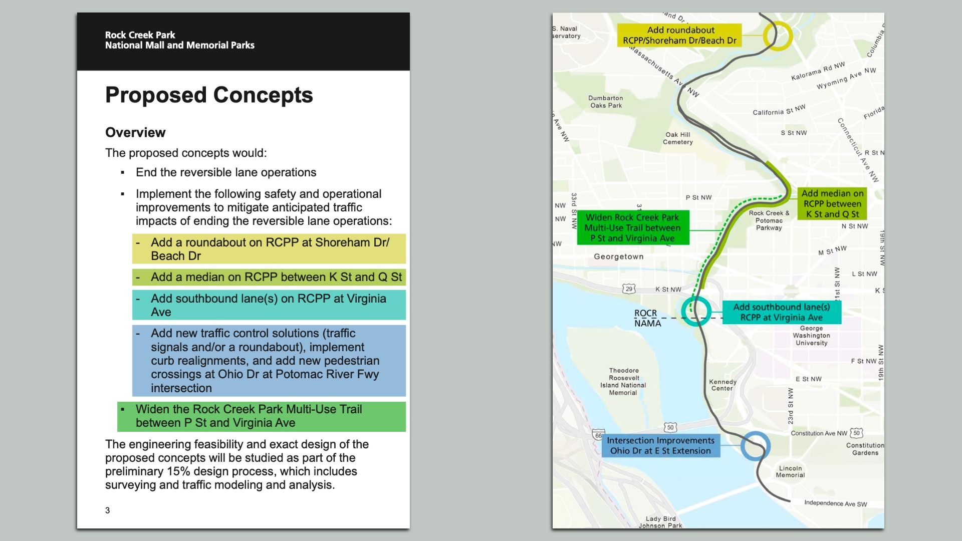 A map of Rock Creek Parkway
